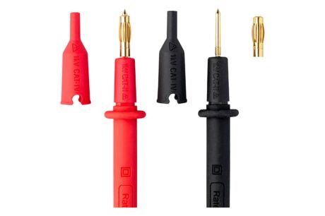 High-quality silicone measuring leads with gold-plated 2 mm and 4 mm measuring probe (screw-on type)