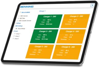 Smart data monitoring of all important charger statuses in your charging station via a tablet.
